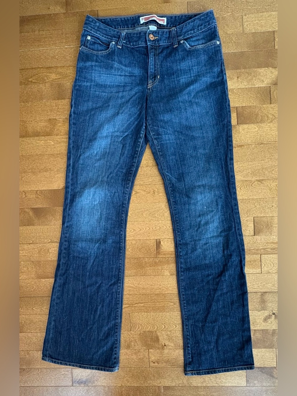 GAP Curvy Flare Jeans Medium Wash Denim Stretch Size 10 Long